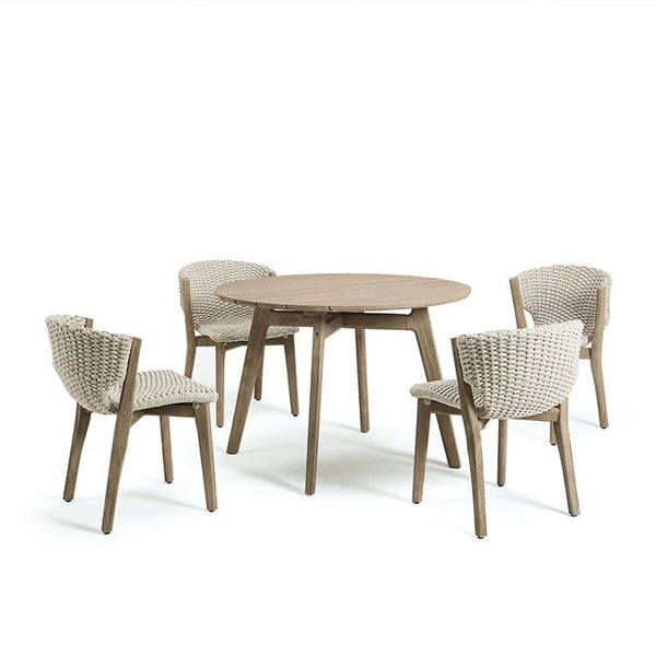 שולחן חוץ עגול מעץ - סדרת ניט שולחן חוץ עגול מעץ - סדרת ניט