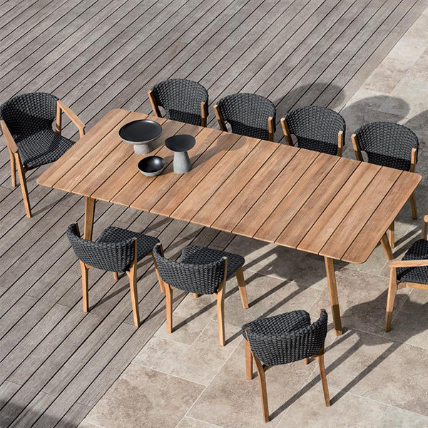 שולחן אוכל מלבני מעץ לחצר - סדרת ניט שולחן אוכל מלבני מעץ לחצר - סדרת ניט