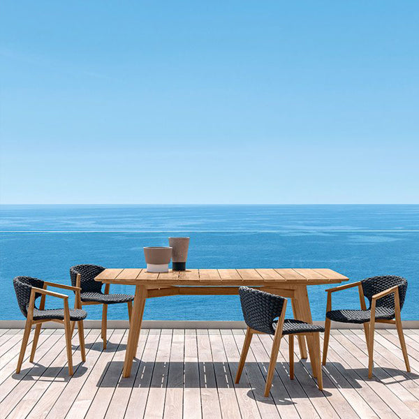 שולחן אוכל מלבני מעץ לחצר - סדרת ניט שולחן אוכל מלבני מעץ לחצר - סדרת ניט