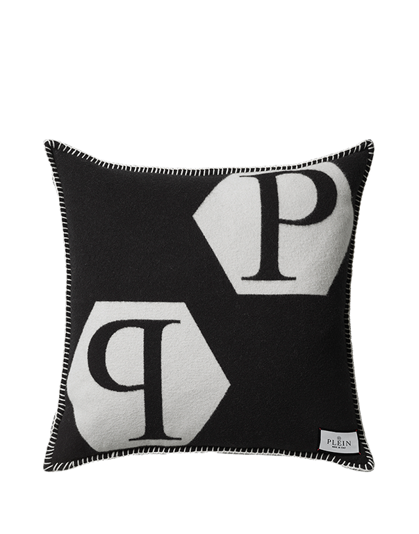 כרית נוי עם כיתוב PP בשחור ואפור