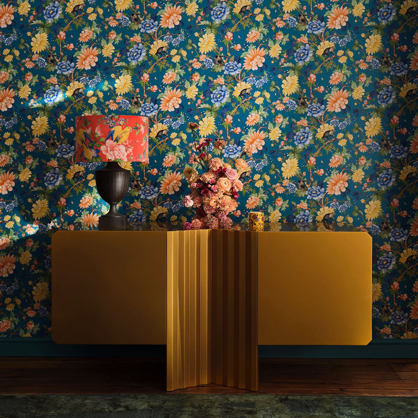 טפט קיר פרחוני צבעוני - דגם גן ספיר טפט קיר פרחוני צבעוני - דגם גן ספיר