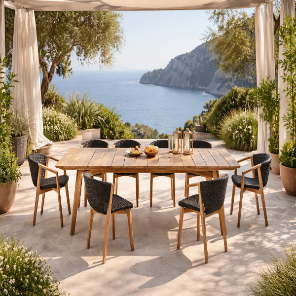 שולחן אוכל מלבני ענק לחצר - סדרת ניט