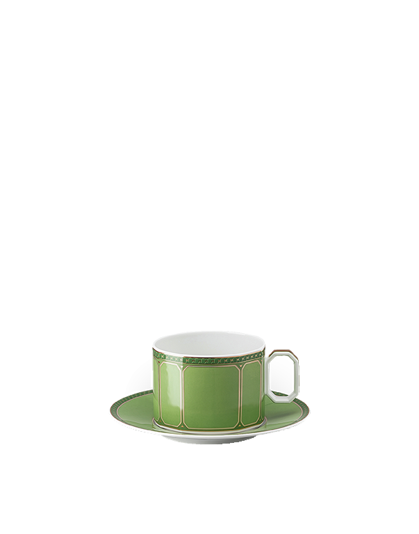 כוס תה עם צלוחית ירוקה סברובסקי