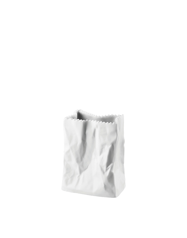אגרטל לבן בעיצוב שקית נייר רוזנטל - רפאל אקלה