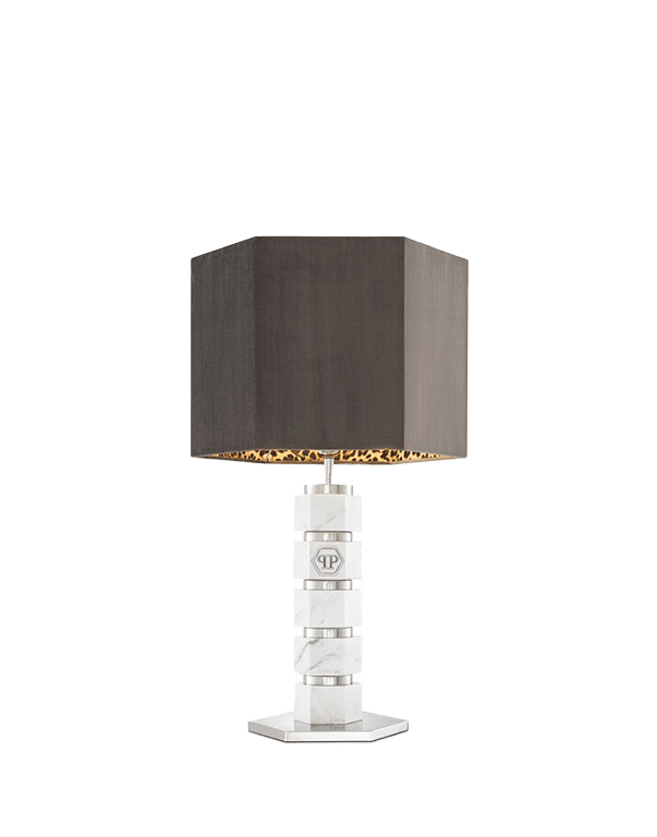 מנורת שולחן משושה שיש לבן - Rafael Eclat